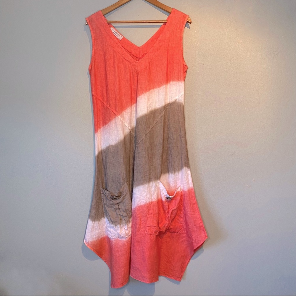 Haris Cotton the collection 100% Linen Sleeveless Wide Dress. Size L